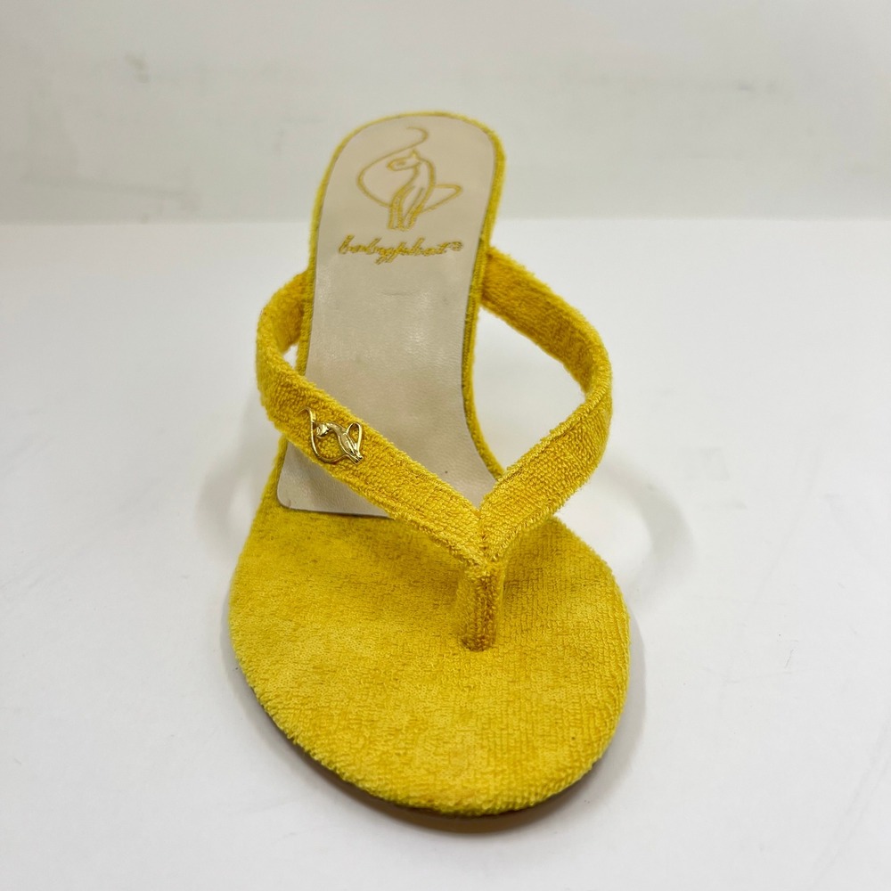 Baby Phat Terry Wedge Thong Womens Size 6 Yellow Y2K McBling Logo Sandal NWB - Picture 12 of 15